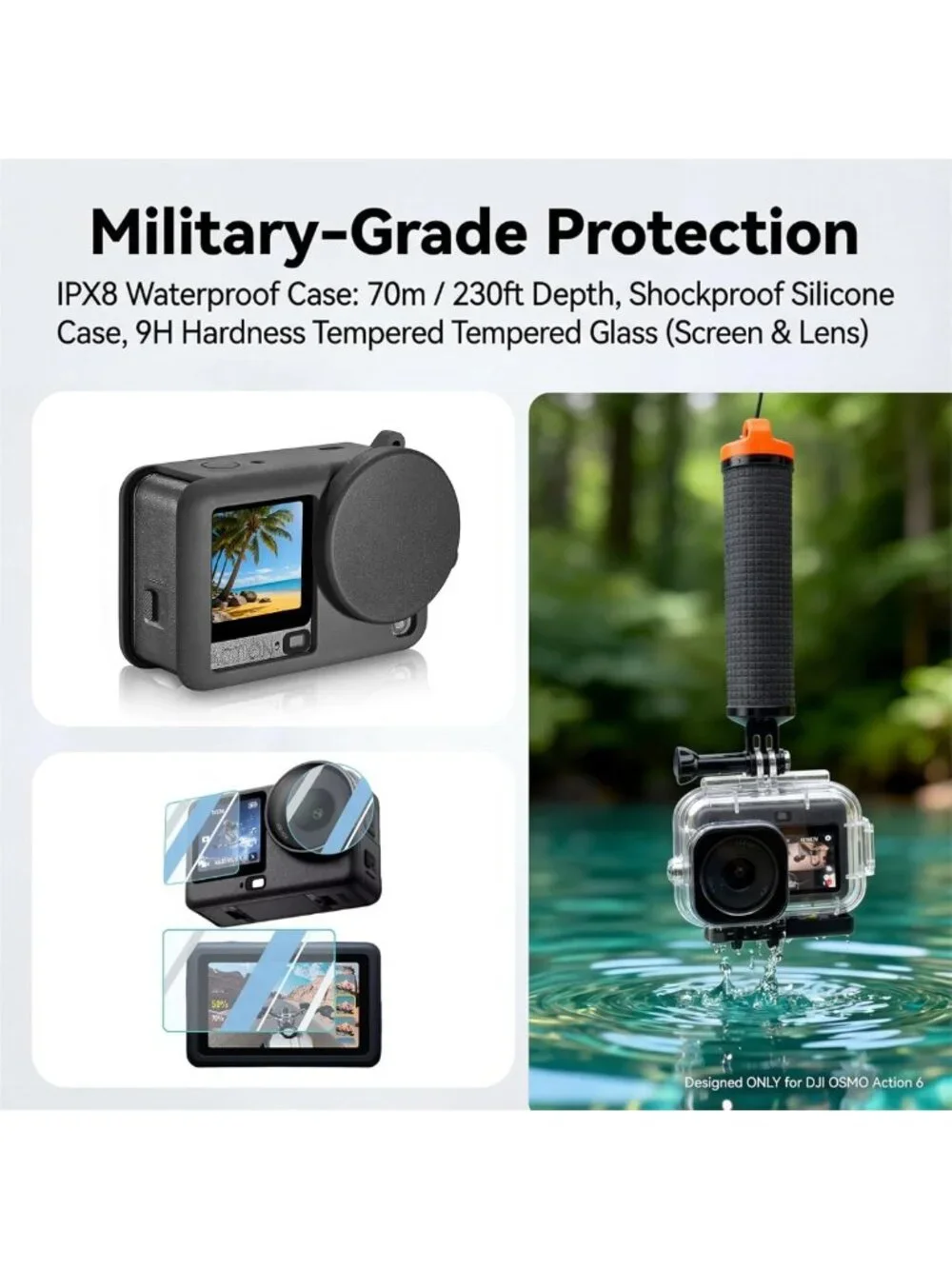 Ultimate Action Camera Accessories Kit: Waterproof Case, Selfie Stick, Clamp